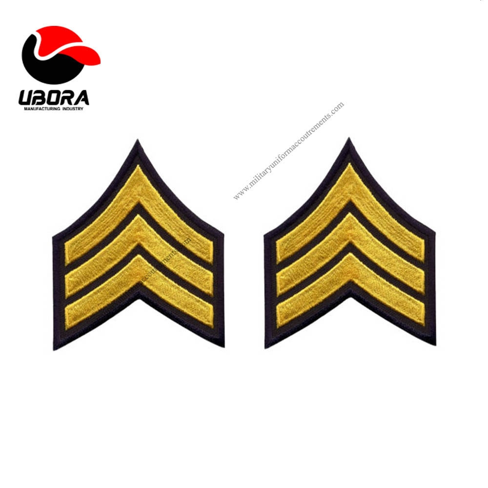 yellow embroidery Chevrons Medium Gold 3-inch wide Sergeant dress uniform accessories Wholesale 